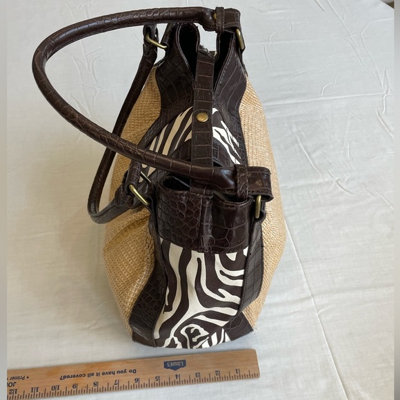Zebra print/tan buckled purse - Picture 2 of 4